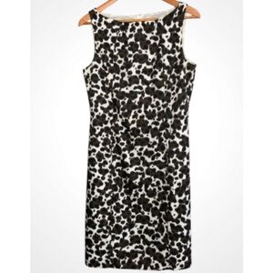 Ann Taylor Sleeveless Brown Black & Cream Animal Print Sheath Dress Size 8
